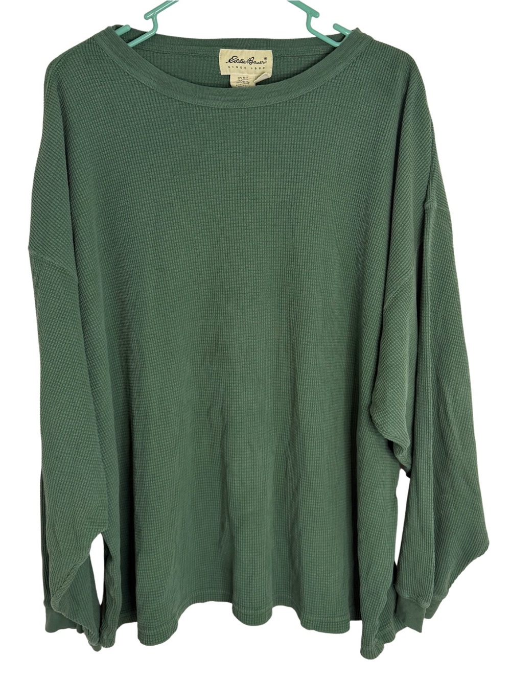 Eddie Bauer Green Knit Long Sleeve Crewneck Shirt Size Large